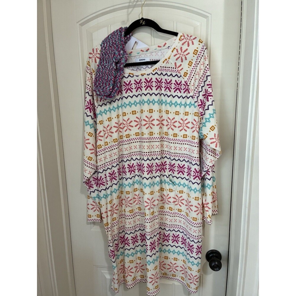 Sonoma Night Sleepshirt / Lounger - Velour BONUS SOCKS 2X   NWT